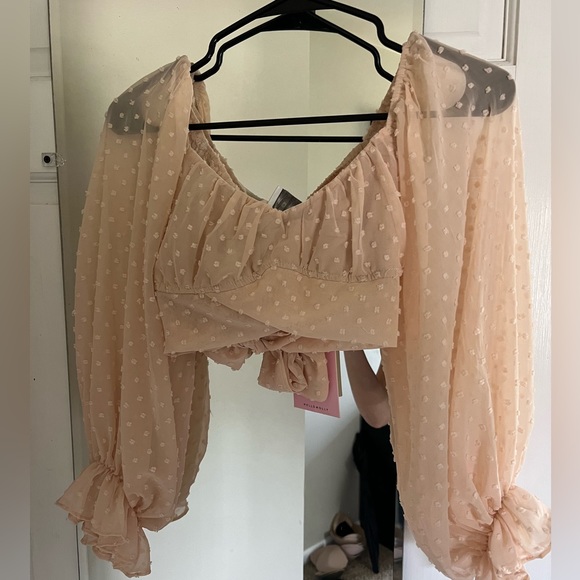 HELLO MOLLY Sunset Crop Nude top Size Medium - Picture 3 of 4